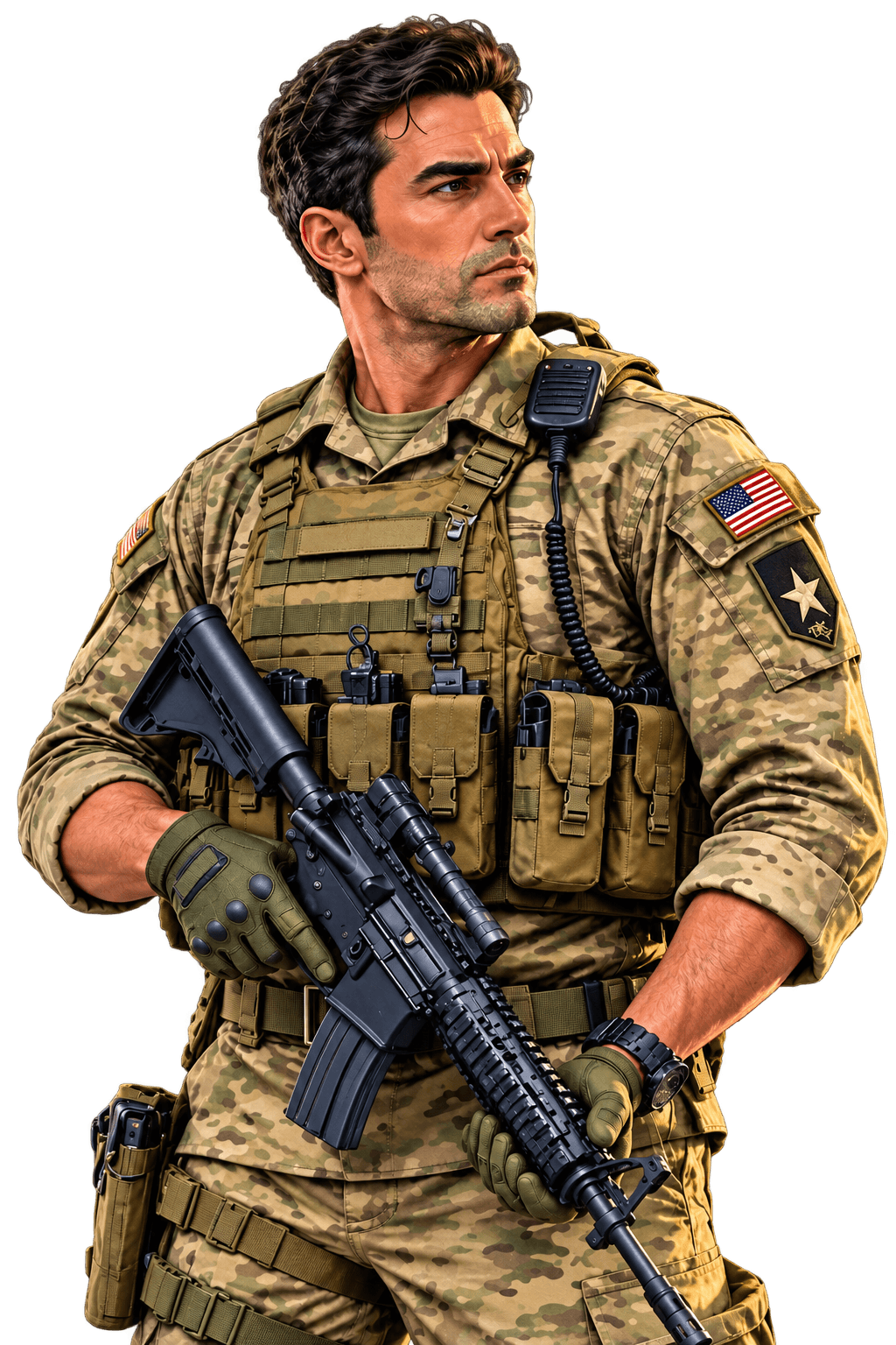 A Galaxy RolePlay character in military gear